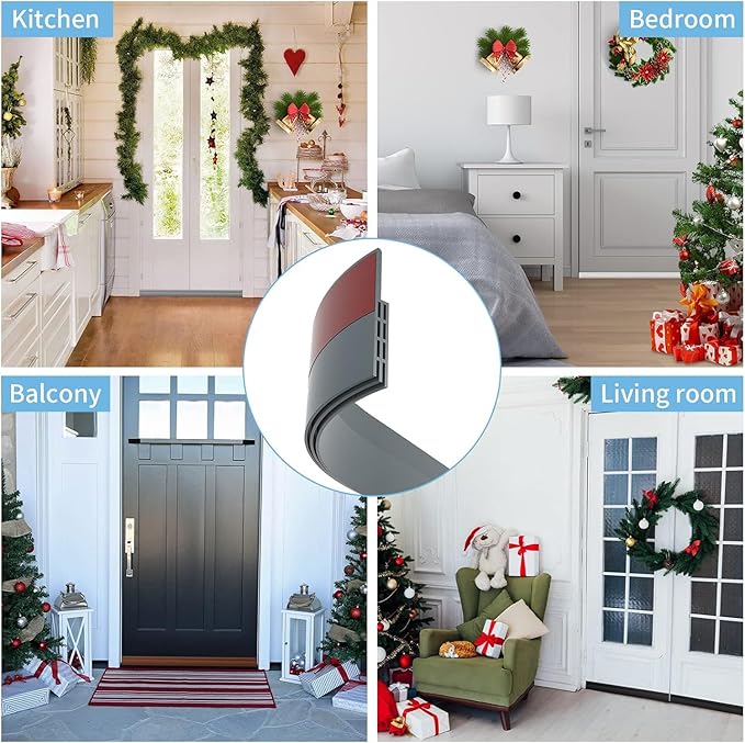 Hojoy 2 Pack Under Door Draft Stopper, Adjustable Door Sweep Anti-Collision