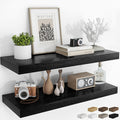 RICHFOCUS 36Inch Floating Shelves for Wall 2 Pack Shelves for Bedroom|Kitchen|Bathroom Wall Mounted Rustic Wood Floating Shelf with Invisible Brackets for Books|Storage|Decor, Black