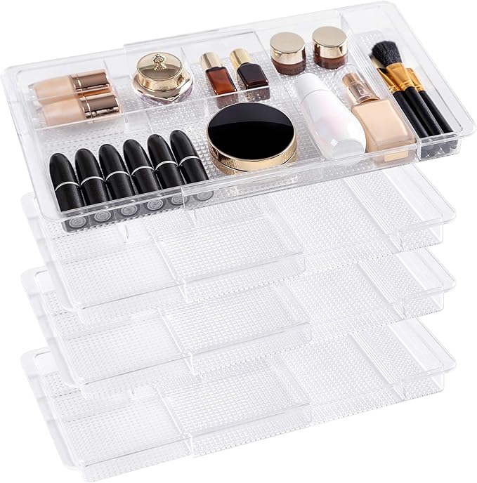 Oubonun Expandable Drawer Organizer 11.1” to 19.2” Width, Shallow Cosmetic