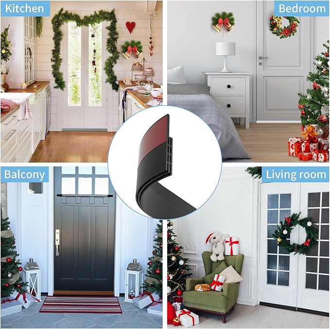 Hojoy 2 Pack Under Door Draft Stopper, Adjustable Door Sweep Anti-Collision