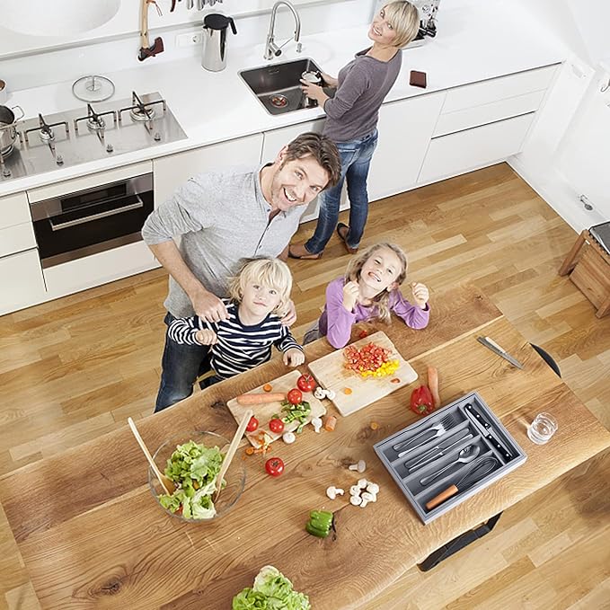 Expandable Bamboo Kitchen Drawer Organizer