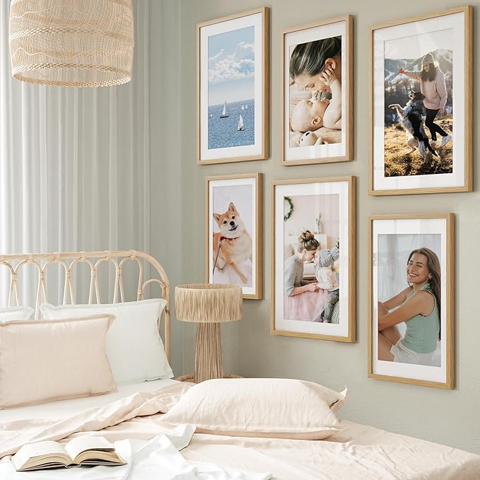 Axeman 14x22 Frame | Solid Oak Wood 14x22 Picture Frame With Mat for 12x18 | 22x14 Wood Poster Frame | Tempered Glass and Hanging Hardware Included Home Wall Decor Art Hanging Frame | Natural