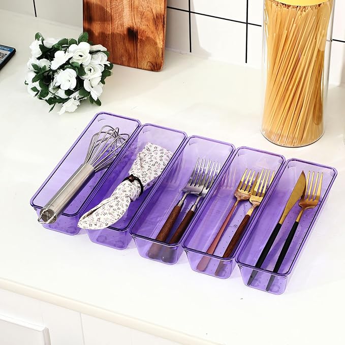 Maitys 12 Pcs Clear Drawer Organizer 9 x 3 x 2 Inches Plastic Rectangle Trays