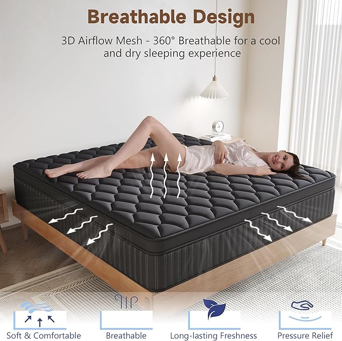 Full Mattress, 12 Inch Full Medium Firm Hybrid Mattress in a Box, Individual Pocket Spring for Pressure Relief & Motion Isolation, Reinforced Edge Support, CertiPUR-US Certified