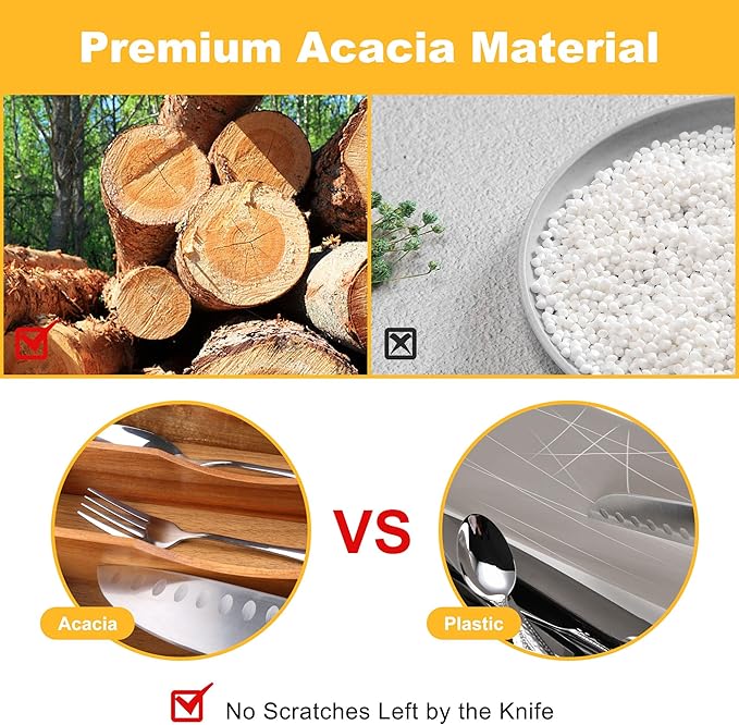 Kitchen Acacia Silverware Organizer