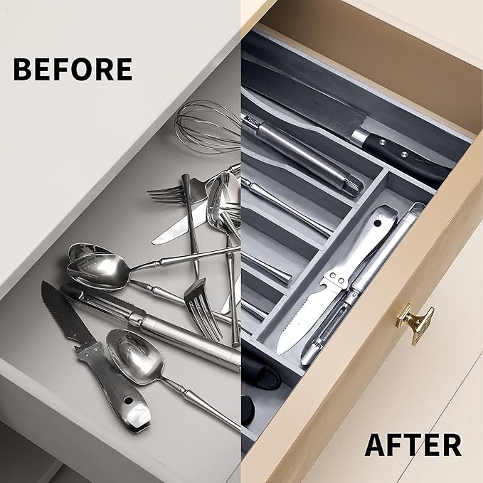Expandable Bamboo Kitchen Drawer Organizer
