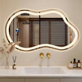 Irregular LED Bathroom Mirror with Lights, Cloud Smart Backlit Mirror, Dimmable Lighted Bathroom Gold Mirror with Anti-Fog, Asymmetrical Vanity Mirror Hangable 2 Ways (Gold, 24 x 36, 1 Pack)