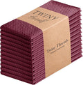 TWINY threads Dish Towel Waffle Texture, Pack of 12, 16x26 Inches, Large 100% Cotton Kitchen Linen Set, Absorbent Cloths for Drying Dishes and Cookware, Quick Drying, Machine Washable, Burgundy Wine