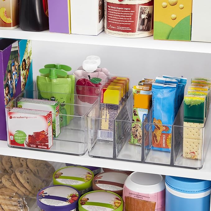 STORi 4-Compartment Clear Plastic Organizer, Rectangular Divided Makeup and
