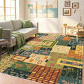6x9 Flowers Patchwork Area Rugs for Living Room, Large Soft Faux Wool Rug for Bedroom, Green Boho Carpet, Non-Slip Low Pile Washable Rug for Dining Room Office Home Hardwood Floor