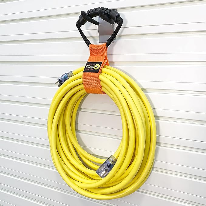 Easy-Carry Wrap-It Storage Straps - 17” (2-Pack) Blaze Orange – Heavy-Duty Hook and Loop Cord Carrying Strap, Hanger, and Organizer with Handle for Pool Hoses, Garden Hoses, Cords, Cables and More