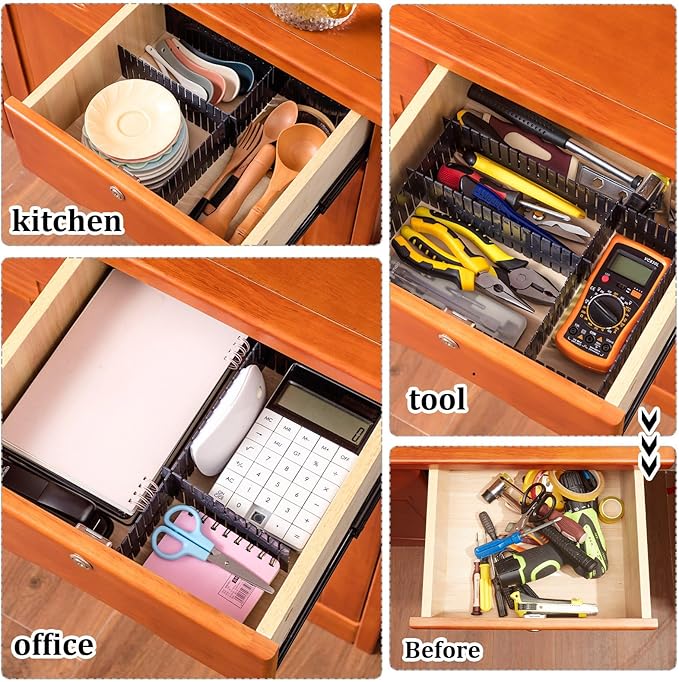 Vesici 80 Pcs Drawer Dividers Adjustable Plastic Organizer DIY Separators