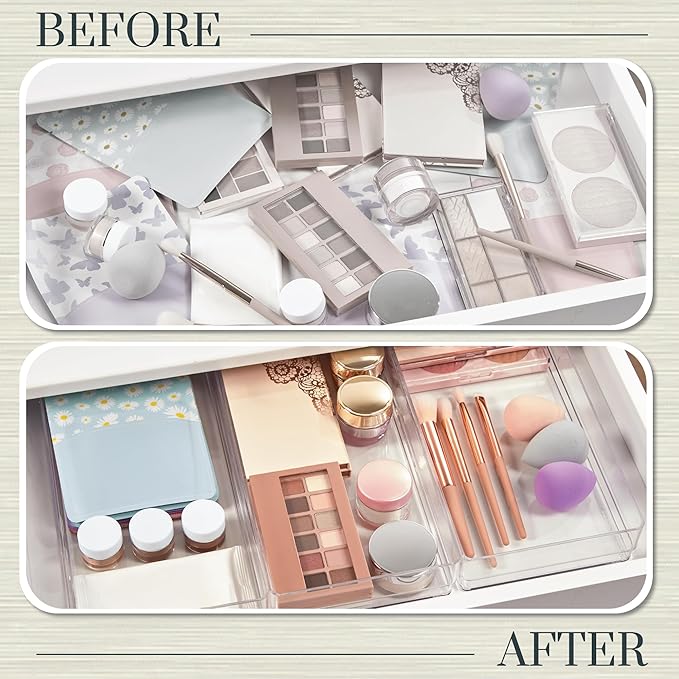 STORi SimpleSort 3-Piece Stackable Clear Drawer Organizer Set | 12" x 6" x 2"