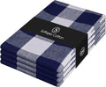 Navy Blue Buffalo Check Kitchen Towels, 4 Pack, 100% Cotton, 16x26 Inches, Soft, Absorbent, Quick Dry, Dish Cloths, Bar & Restaurant Cleaning Towels with Hanging Loop, Navy White
