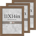 VCK 11x14 Brown Picture Frames 3 Pack, High-End Wood Wide Border Poster Frame, Multi-Directional Display Family Photos, Office Prints, Studio/Gallery/Home Artwork