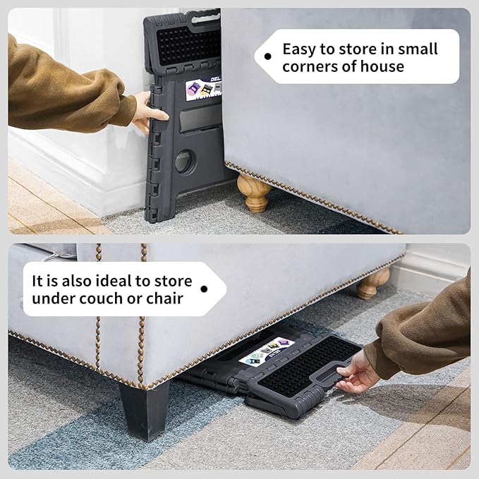 Delxo Folding Step Stool 13 inch Height Heavy Duty Foldable Step Stools for Adults and Kids,Kitchen Small Collapsible Fold Up Stepping Stool 1 Pack in Grey Dotted Texture