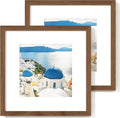 Axeman 12x12 Picture Frame with Mat for 8x8, Solid Oak Wood Square Picture Frame with Tempered Glass, Natural Wooden 12x12 inch Photo Frame for Wall Home Decor Art Photo and Prints, Set of 2, Walnut
