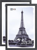 VCK 20x30 Poster Frame Set of 2, Black Solid Wood Picture Frames with Exclusive Woodgrain, Wall Gallery Frame