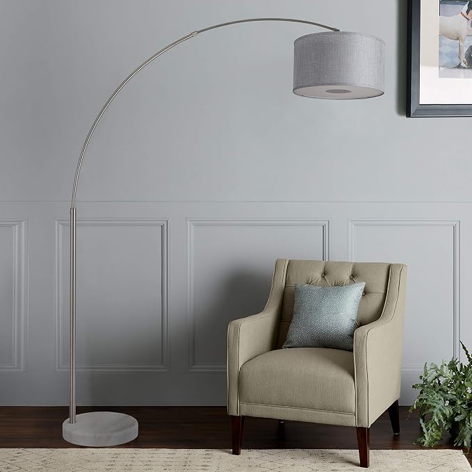 Major-Q Modern Arcing Floor Lamp - Tall Stand Up Arching Drum Shade - Large Contemporary Floor Lamp for Dining Rooms and Bedrooms - Corner Lamp for Office Lighting and Home Decor