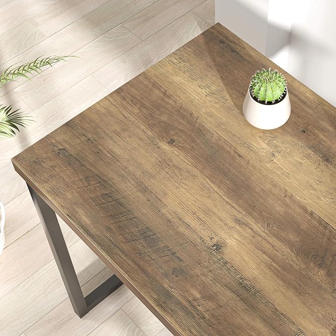FOLUBAN Modern Home Office Desk, Rustic Wood and Metal Computer Desks, Industrial Study Writing Gaming Table Workstation, Vintage Laptop PC Desk, Oak 53 Inch