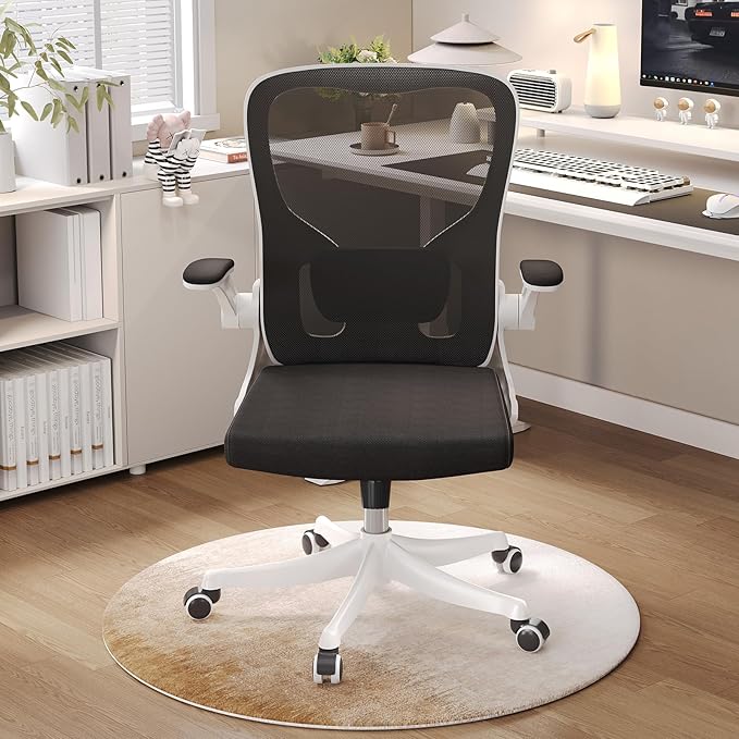 Ergonomic Office Chair, High-Back Mesh Computer Desk Chair with Adjustable Height, Lumbar Support, Flip-Up Armrests,headrest，and Swivel Rolling Design for Home and Office Use