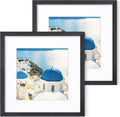Axeman 12x12 Picture Frame with Mat for 8x8, Solid Oak Wood Square Picture Frame with Tempered Glass, Natural Wooden 12x12 inch Photo Frame for Wall Home Decor Art Photo and Prints, Set of 2, Black
