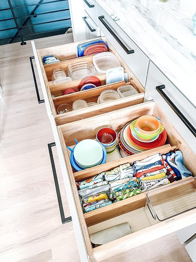 Lipper International 8897 Bamboo Wood Custom Fit Adjustable Deep Kitchen Drawer