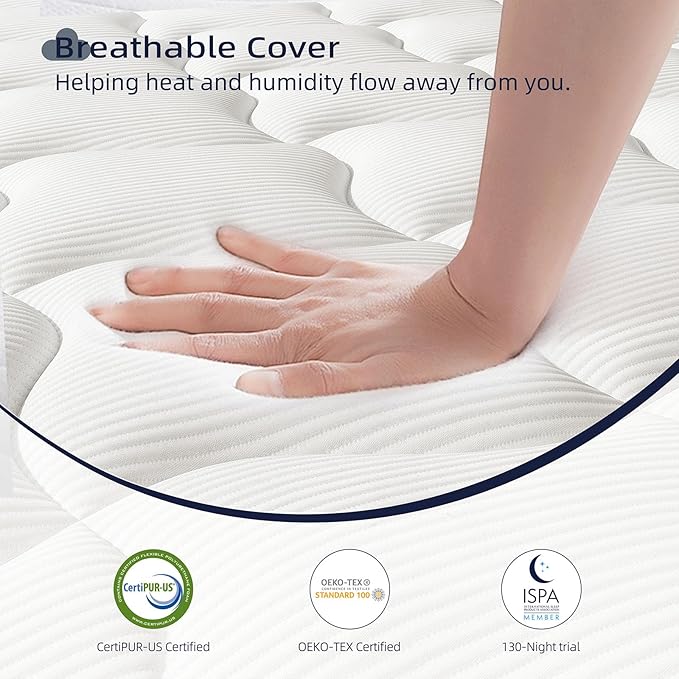 Crystli Twin Size Mattress, 12 Inch Memory Foam Mattress Bed in A Box, Innerspring Hybrid Twin Size for Pressure Relief, Medium Firm, CertiPUR-US Certified
