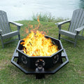 Auhilence 45 inch Large Fire Pit, Outdoor Fire Pit with Heavy Duty Construction, Wood Burning Fire Pits for Outside Octagonal Firepit for Camping, Backyard, Patio, Black