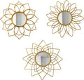 Champagne Gold Round Mirrors for Wall Pack of 3 - | 9 inch Decorative Mirrors for Valentine Wall Decor& Vintage Room Decor | Circle Mirror Modern Valentine Gifts for Women & Moms