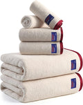 REDKISS 6 Piece Bath Towel Set, 100% Cotton, Soft Absorbent 600 GSM | Includes 2 Bath Towels, 2 Hand Towels & 2 Washcloths | Quick Dry | Contrast Border Design | Bathroom | Guest Bath & Apartment