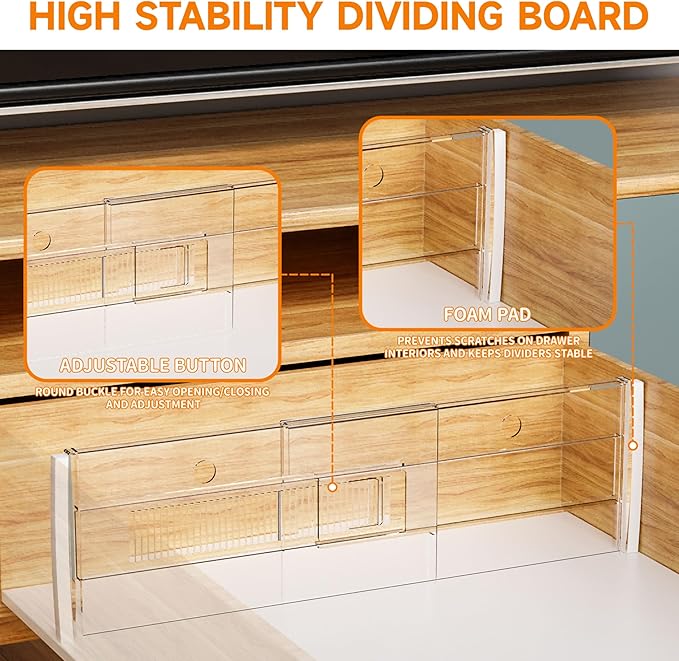 Yieach 5 Pack 6 Inch Tall Acrylic Drawer Divider