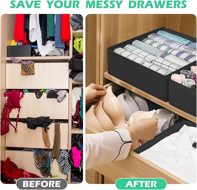 Drawer Clothes Organizer 16-Pack, Fabric Folding Wardrobe Organizer, Can Store