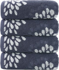 Pidada Hand Towels Set of 4 Hydrangea Floral Pattern 100% Cotton Absorbent Soft