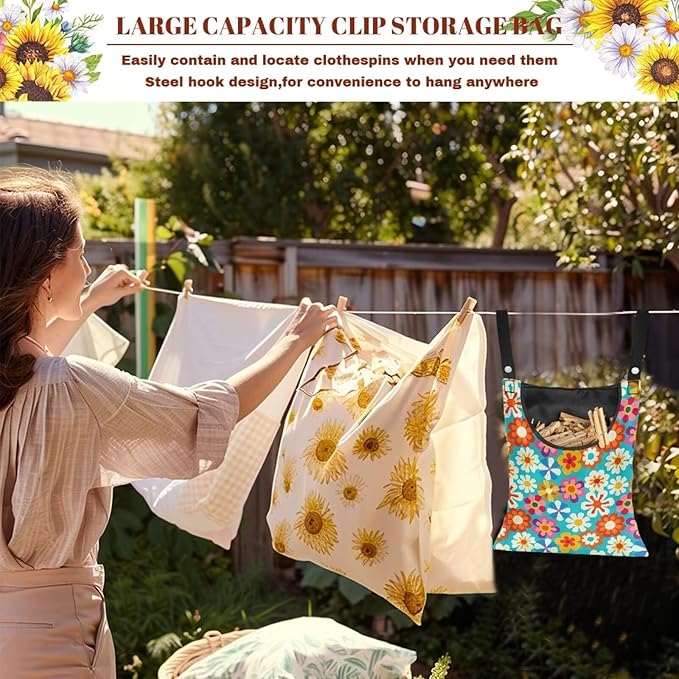 Clothespin Bag, Hanging Laundry Bag, Hanging Storage Organizer