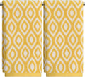 Artoid Mode 2 Pcs Beige Yellow Diamond Grid Jacquard Hand Towels for Bathroom, 100% Cotton Soft Absorbent Bathroom Decor Towels, 13.7 x 29.5 Inch