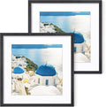 Axeman 16x16 Picture Frame with Mat for 12x12, Solid Oak Wood Square Picture Frame with Tempered Glass, Wooden Square Photo Frame 16''x16'' for Art Photo and Prints, Set of 2, Black