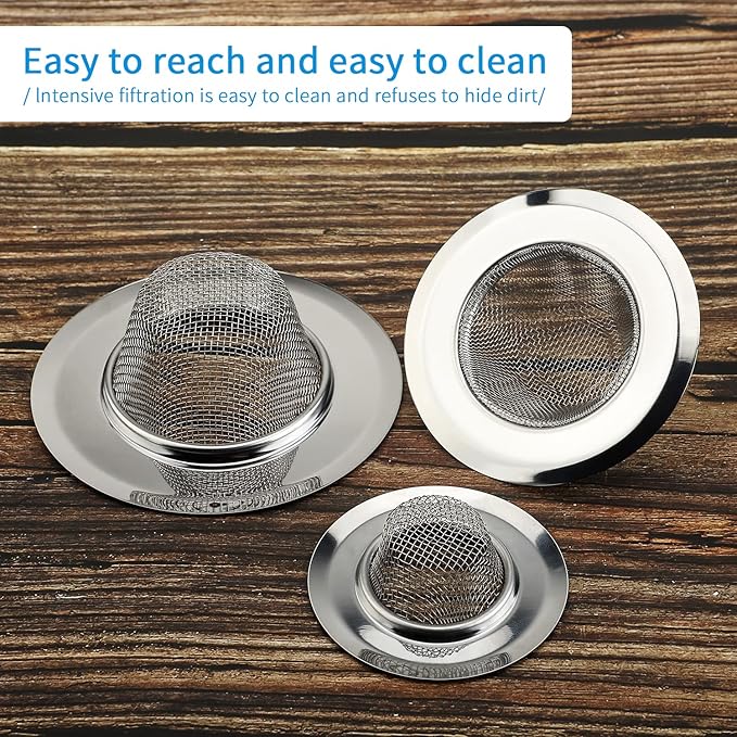 Mesh Sink Strainer Set of 3, MSY BIGSUNNY Stainless Steel Kitchen Sink Strainer