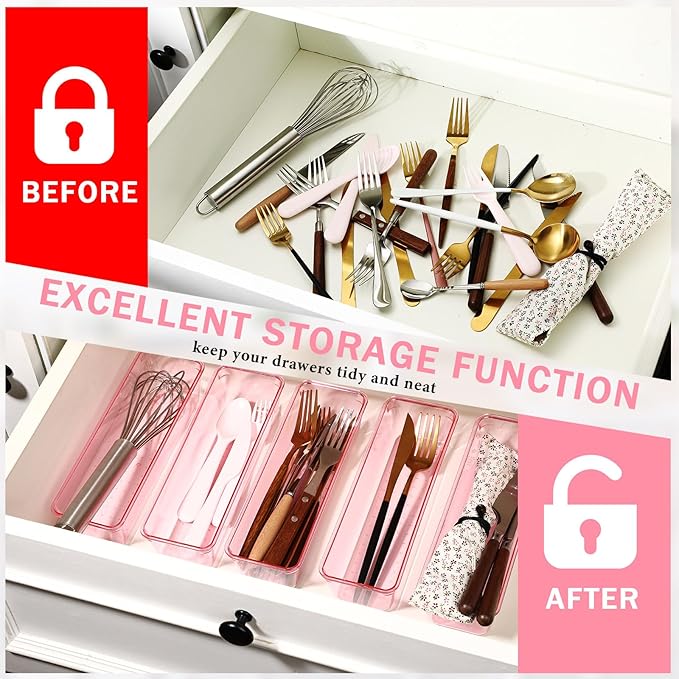 Maitys 12 Pcs Clear Drawer Organizer 9 x 3 x 2 Inches Plastic Rectangle Trays