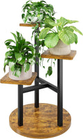 3 Tier Wood Plant Stand Indoor Outdoor, Wood Tall Plant Rack, Heavy Duty Wrought Iron Flower Pot Stand, Planter Display Rack for Living Room Balcony Garden Patio - BlackSquare