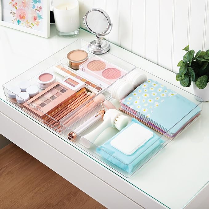 STORi SimpleSort 2-Piece Stackable Clear Drawer Organizer Set | 15" x 6" x 2"