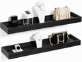 2 Pack 23.6 in Black Floating Shelves for Wall, Wooden Wall Shelves for Bedroom Living Room Kitchen, Modern and Rustic Bathroom Shelves with Raised Lip, Decor Floating Shelf for Storage Display