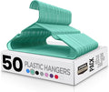 Utopia Home Plastic Hangers 50 Pack - Perfect Space Saving Clothes Hanger - Durable and Strong - Perfect Closet Organizers with Shoulder Grooves (Aqua)