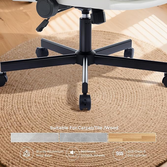 Criss Cross Chair with Flip-Up Arms and Lockable Wheels, Leather Cross Legged Office Desk Chair，Wider 125°Tilting Adjustable Swivel Computer Chair for Home, Apartment, Bedroom,White
