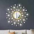 Gold Sunburst Mirror for Wall Decor Metal Sun Wall Mirror Decorative with Crystal Diamond for Living Room Bedroom Entryway Large Circle Mid Century Modern Starburst Wall Hanging 24 Inch