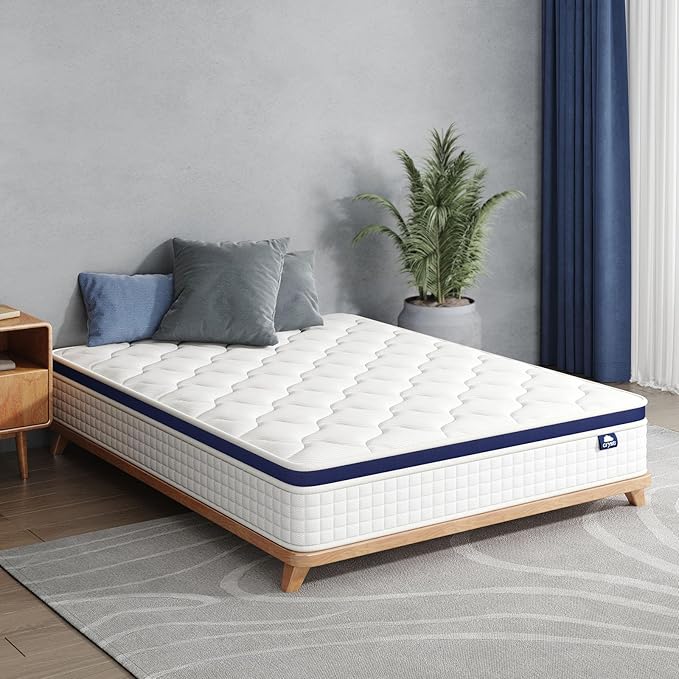 Crystli Queen Size Mattress, 13 Inch Hybrid Memory Foam Mattress, Innerspring Bed in A Box for Pressure Relief, Motion Isolation, Medium Firm, CertiPUR-US Certified