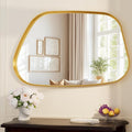 Irregular Wall Mirror 26"x40" Bathroom Mirrors Asymmetrical Artistic Decorative for Living Room Bedroom Bathroom Hallway Entryway,Trapezoid,Gold