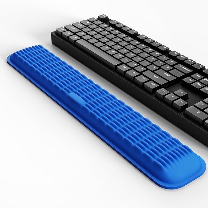 MEKASS Keyboard Wrist Rest, Soft Memory Foam Support for Keyboard, Hand Rest Pad for Pain Relief, Wrist Guard for Long Hours of Work, Gaming, Studying (Blue)