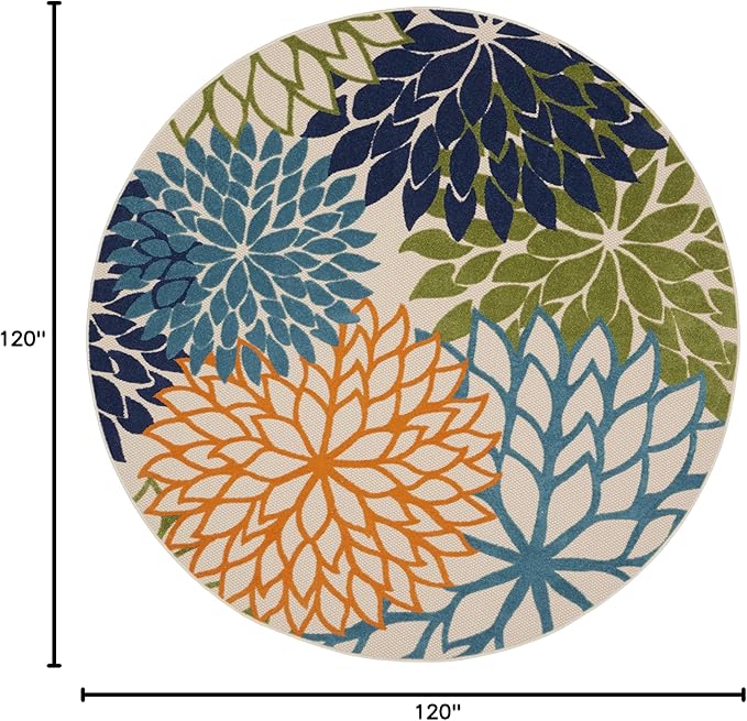 Nourison Home Aloha 10' x Round Multicolor Fabric Tropical Area Rug (10' Round)