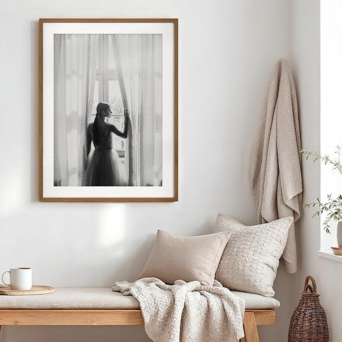 Axeman 24x32 Frame | Solid Oak Wood 24x32 Poster Frame With Mat for 20x28 | 32x24 Wood Picture Frame | Tempered Glass and Hanging Hardware Included Home Wall Decor Art Hanging Frame | Walnut